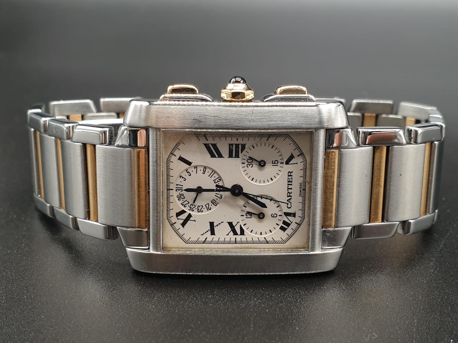 Cartier tank watch, square face Roman numerals and two-tone (bi-metal) strap - Image 4 of 13