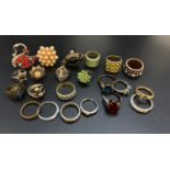 A Selection of 28 Costume Rings - Various Designs.