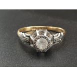 ANTIQUE 18K YELLOW GOLD & PLATINUM SPINEL SET RING WEIGHT 2.7G SIZE N1/2