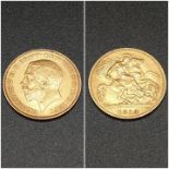 1913 Half Sovereign. 4g of 22K Yellow Gold.