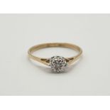 A Yellow Gold Diamond Ring. Size O. 1.14g