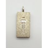 A Silver Bar Pendant with Hallmark Decoration. 3cm. 27.23g