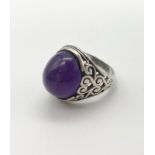 Vintage Amethyst Silver Ring. Size M. 5.36g