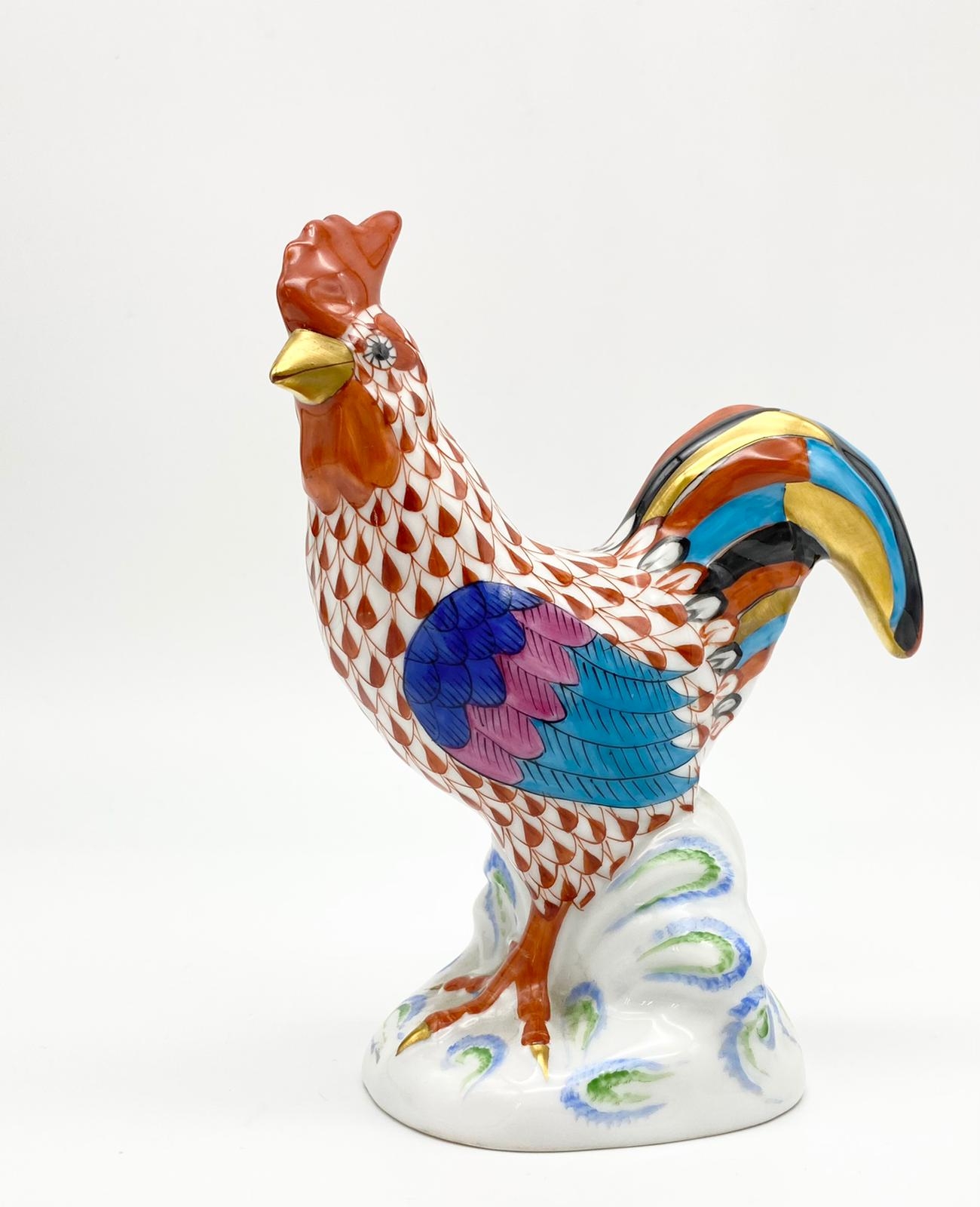 Herend Porcelain Rooster Figurine. Beautifully Hand-painted. Very Good Condition. 15cm tall.