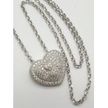 Silver Necklace with Heart Pendant, 40cm. 5.28g