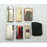 Six Vintage Lighters, Including a Silk Cut and a Gold Plated Cosmic. As found.