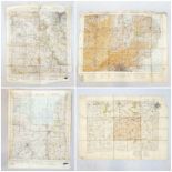 4 Large Vintage Maps issued by the War Office containing Military Edition Huntingdon Area, Kings