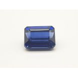 A perfect, for the serious jeweller, or refined collector, emerald cut, dark royal blue sapphire