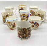 A Selection of Nine Vintage/Antique Royal and Military Celebratory Ceramic Cups/Mugs. Some are