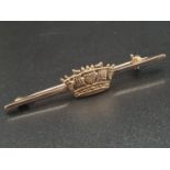 9K Yellow Gold crown brooch. 2.8g.