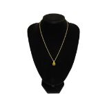 Vintage 9ct gold diamond and citrine pendant on yellow metal chain , gross weight 5.5g