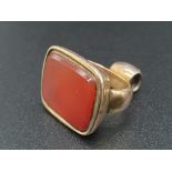 Antique Carnelian Seal Pendant on Yellow Metal.