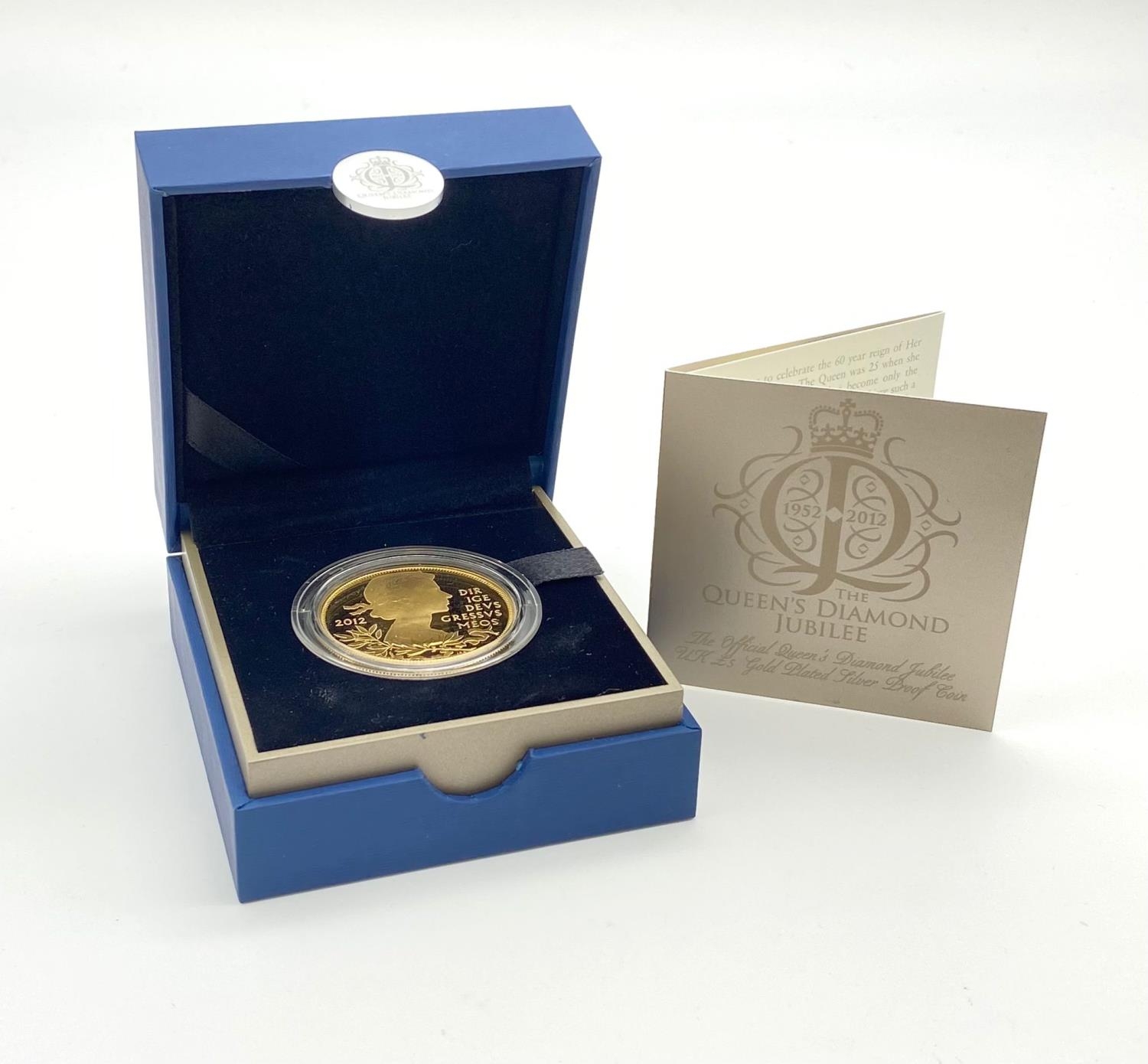 The Royal Mint Queen's Diamond Jubilee Silver (gold plated) £5 Commemorative Coin. Comes in