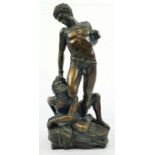 Patinated Bronze Religious Statue Signed Mod.Pal at base. 40cm tall