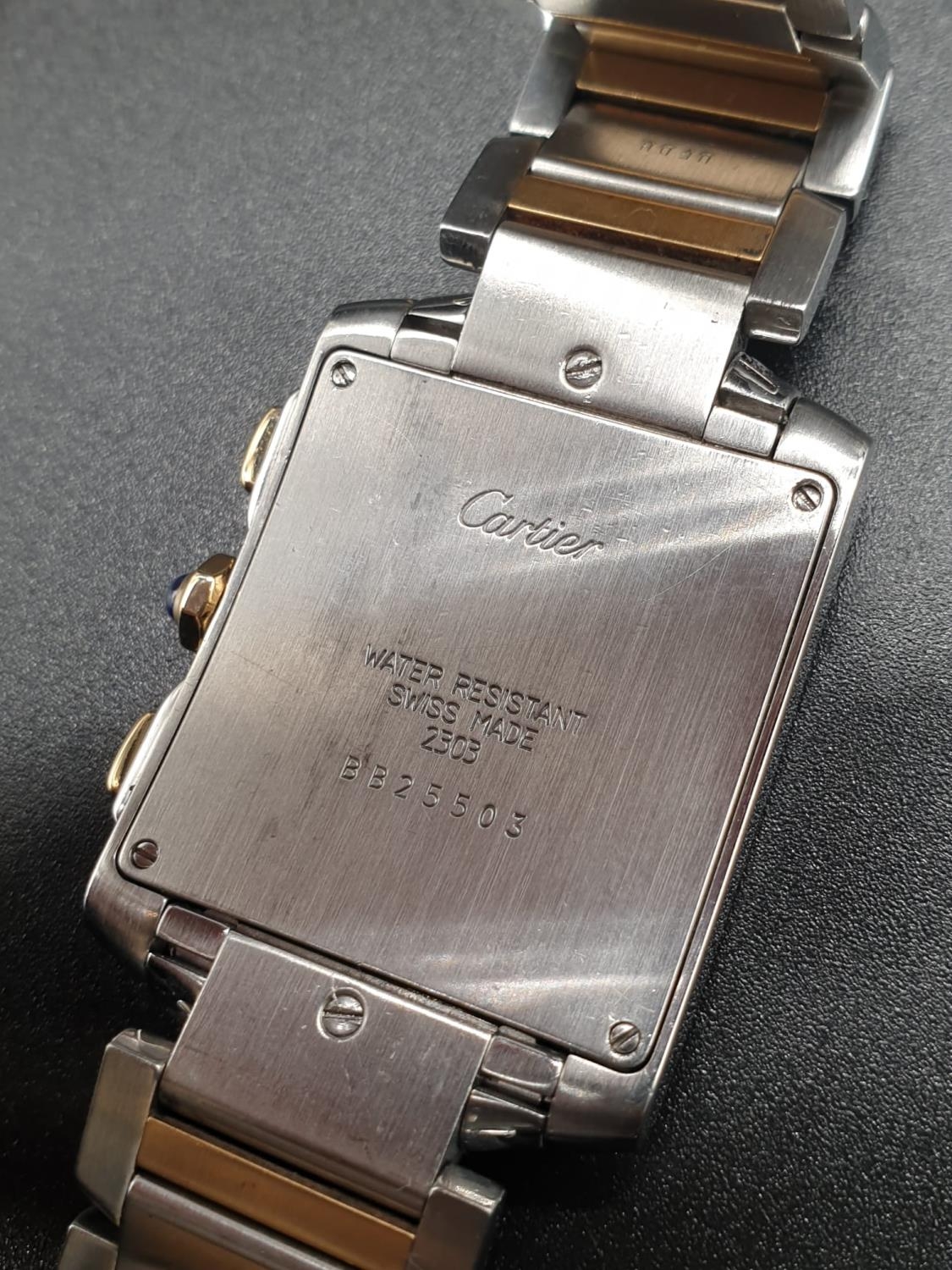 Cartier tank watch, square face Roman numerals and two-tone (bi-metal) strap - Image 12 of 13