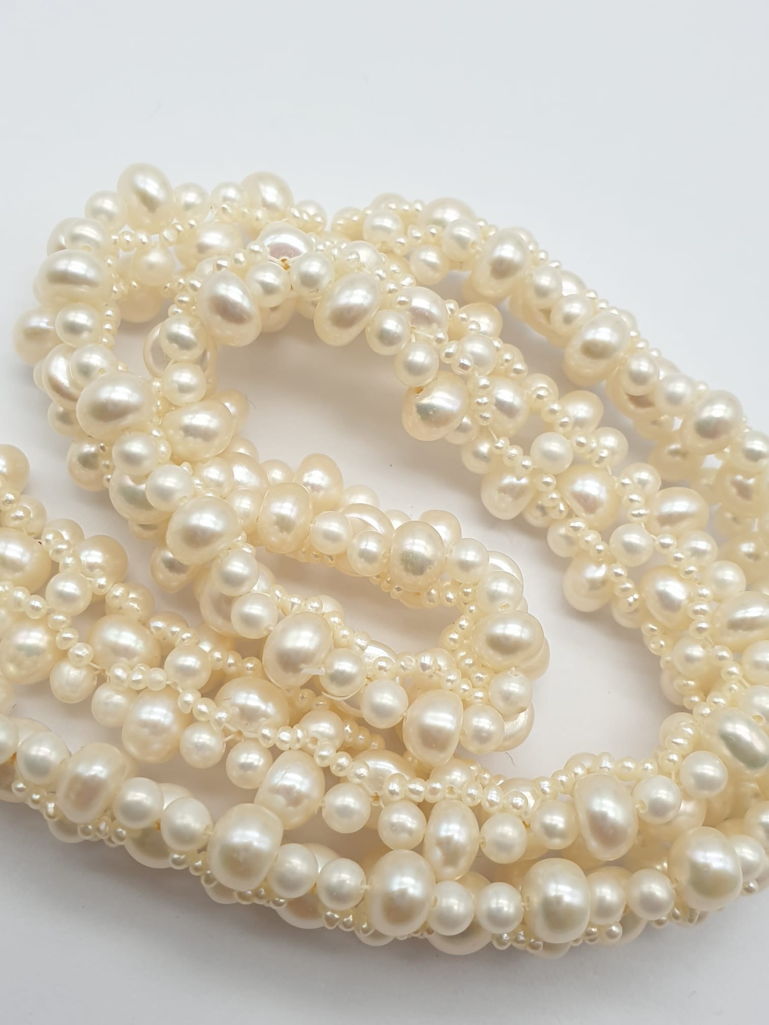 A Silver Necklace with Five Rows of Pearls. 40cm 32.68g - Image 4 of 4