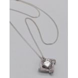 Sterling Silver Stone Set Pendant Necklace on sterling Silver Chain in presentation box. 36cm. 3g