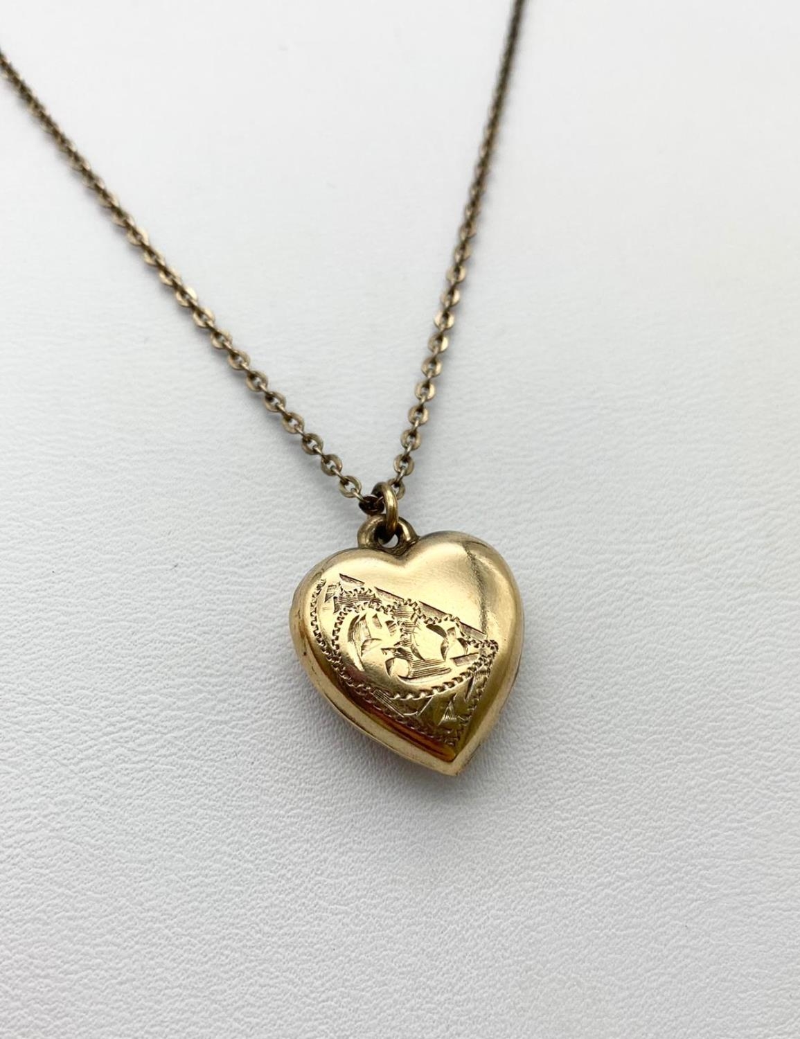 Silver Necklace with Heart Locket and Charm. 44cm 3.9g - Image 2 of 3