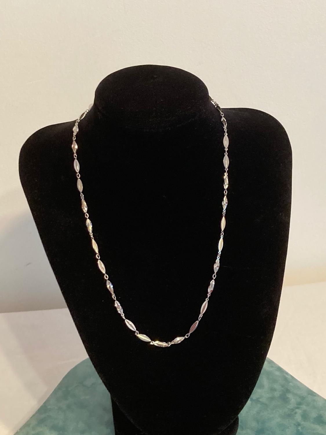Silver chain necklace having attractive oval links in modernist form . 57 cm.