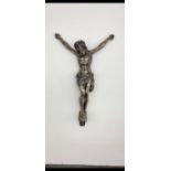 A LARGE ANTIQUE SILVER GILDED BRONZE CRUCIFIX. 782gms 34cms in height