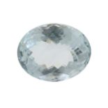 A Natural Light Blue Aquamarine with Oval Checkerboard Cut. Total: 18.11ct 19.20 x 15.16 x 10.