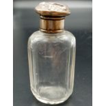 Antique Victorian Scent Bottle with Silver Collar. silver collar -8.28g. 9cm tall