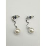 Sterling Silver and Pearl Earrings in presentation box.