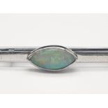 14K White Gold Opal Set Bar Brooch. 3G.