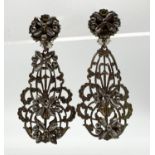 A Pair of Victorian Finely Deorated Metal Earrings.