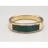 18K Yellow Gold (tests as) Emerald Ring. Size O. 4.19g