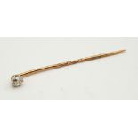 Victorian Diamond Yellow Metal Stick Pin. 6cm