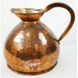 Large Antique Four Gallon (marked) Copper Haystack Jug. A few dents and a small tear at the top.
