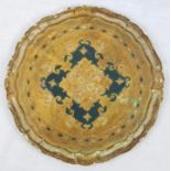 Antique Asian Paper Mache Circular Tray. Gilded decoration throughout, some wear on the outer rim