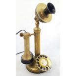 Vintage Brass Candlestick Rotary Dial Telephone. In working order. 32cm tall.