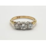 (Withdrawn) 18K Yellow Gold Three Diamond Ring. 0.6 Carat of Bright Diamonds. Size K. 2.2g