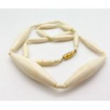 Antique Graduated Ivory Necklace. 56cm