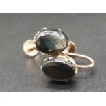 A Pair of 14K Yellow Gold Stud Hematite Earrings. 4.72g