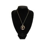 Vintage large 9ct gold and smoky quartz pendant and 9ct chain. 9.8g