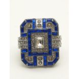 Huge Rectangular Art Deco Style Dress Ring. Size R. 24.88g