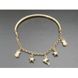 18K Yellow Gold Half-Charm Bracelet. 6cm diameter. 7.26g