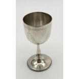 A VICTORIAN SILVER PLATED GOBLET. 111gms 12.5cms