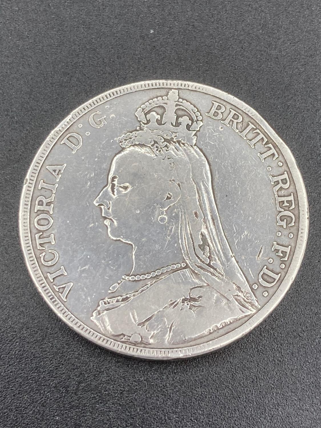 Silver Victorian Crown 1889 . Rated High grade. Extra fine. - Image 2 of 2