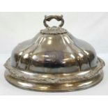 Antique (possibly Georgian) Silver Plate Meat Dome. Castle and Sword engraved mark. 47 x 34cm