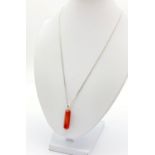 Vintage Carnelian Obelisk Pendant Necklace on 50cm Sterling Silver chain. In presentation box.