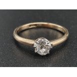 Antique Yellow Gold Diamond Ring. Size N. 0.2 Carat (approx) brilliant white diamond. 2g. Original