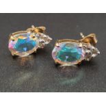 9k Yellow Gold Pair of Mystic Topaz Earrings. 1.9g