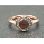 9K Rose Gold stone set ring. Weighs 1g and size G 1/2.