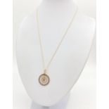 14K Yellow Gold Diamond Pendant and Necklace. 40cm 2.75g