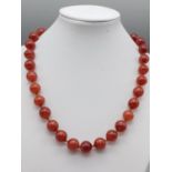 Carnelian beaded necklace 42cm long approx