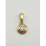 9K Yellow Gold and Diamond Pendant. 0.1 Carat - Approx.